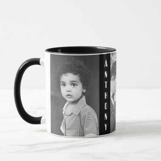 Mug Photo noire et blanche faite sur commande et nom (Gauche)