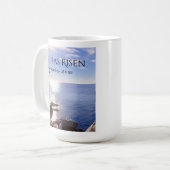 Mug Photo Ocean Christ ressuscité Bible Verse Pâques (Devant gauche)