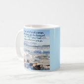 Mug Photo Ocean Courage Bible Verse Nom bleu (Devant gauche)