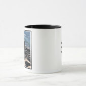 Mug Photo Ocean Waves and Rocks Initial Black (Centre)