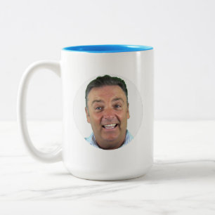 Mug Photo personnalisé 2 tons BLEU CLAIR Cadre ron