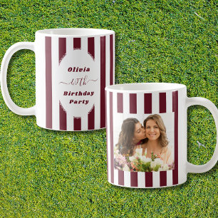 Mug Photo personnalisé 40e anniversaire rayé rétro