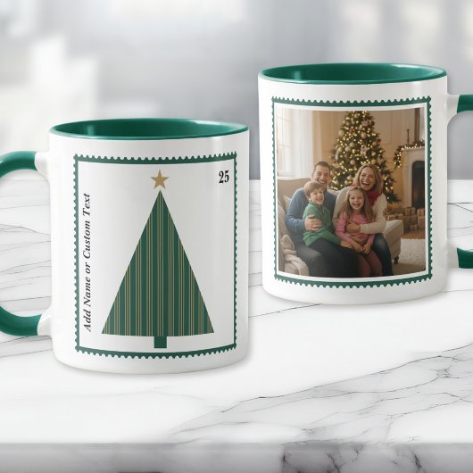 Mug Photo personnalisé Arbre de Noël Timbre-Poste