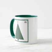 Mug Photo personnalisé Arbre de Noël Timbre-Poste (Devant gauche)
