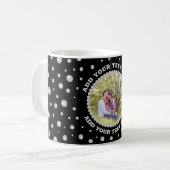 Mug Photo personnalisé avec cercle de perles sur fond (Devant gauche)