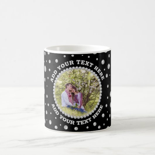 Mug Photo personnalisé avec cercle de perles sur fond (Centre)