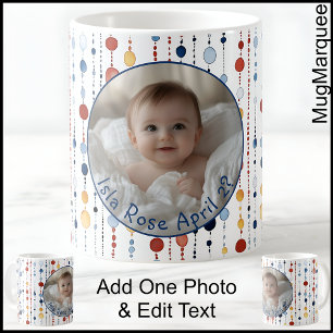 Mug Photo Personnalisé avec Motif de Points Coloré