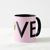 Mug Photo personnalisé dans un cadre de cœur rose bébé (Devant droit)