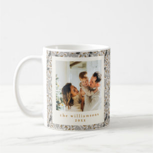 Mug Photo personnalisé gris Art élégant Noël vertical