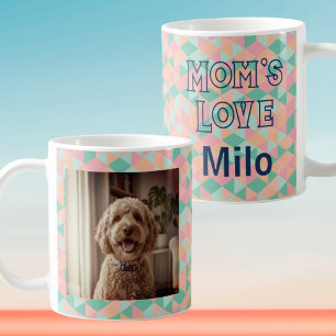 Mug Photo personnalisé Maman de chien pastel géométriq