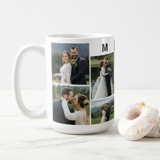 Mug Photo personnalisée 10 avec nom et monogramme (Avec donut)