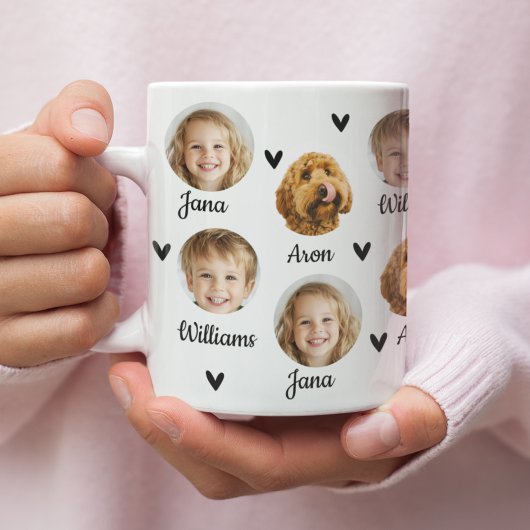 Mug photo personnalisée avec trois visages et des