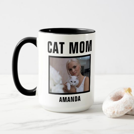 Mug Photo personnalisée de la maman de chat (Avec donut)