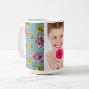 Mug Photo personnalisée de la marguerite blanche rose