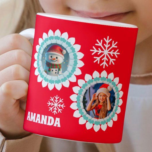 Mug Photo personnalisée de Noël de Snowman 3D