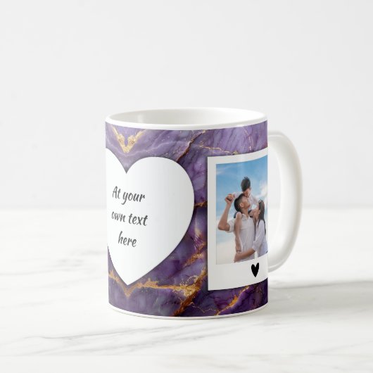 Mug Photo personnalisée et boug texte - Design élégant (Devant droit)