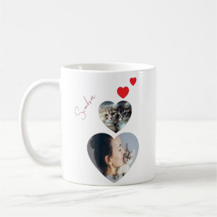 Mug Photo personnalisée et nom Forme cardiaque Amoureu
