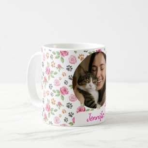 Mug Photo personnalisée et nom Roses aquarelles & Empr