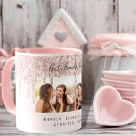 Mug Photo personnalisée meilleurs amis éternellement r<br><div class="desc">Une chaise élégante, fillette et glamour. Parties scintillant rose goutte à goutte, la peinture goutte à goutte. Un arrière - plan chic en dégradé rose vif. Personnalisez et ajoutez votre propre photo, selfie de vos meilleurs amis et de vos noms. Le texte : Best Friends Forever est écrit avec un...</div>