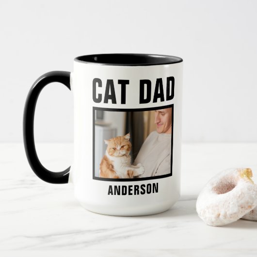 Mug Photo personnalisée Papa Chat (Avec donut)