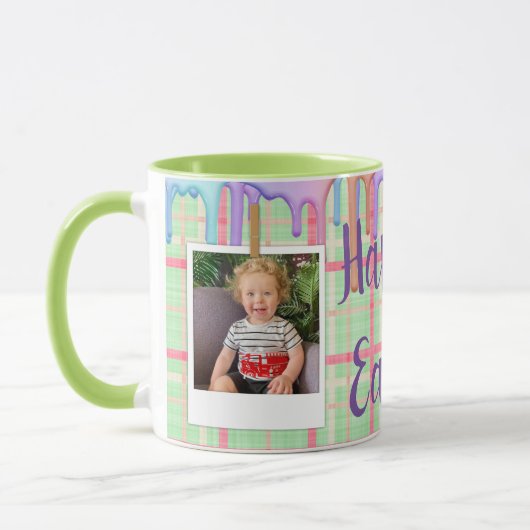 Mug Photo personnalisée Pâques vert Plat (Gauche)