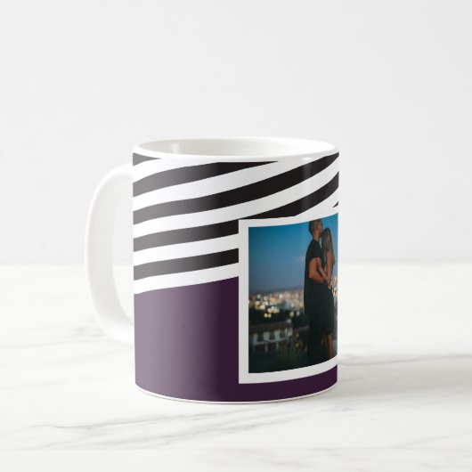 Mug Photo Personnalisée Plum Purple Et Motif À Rayures (Devant gauche)