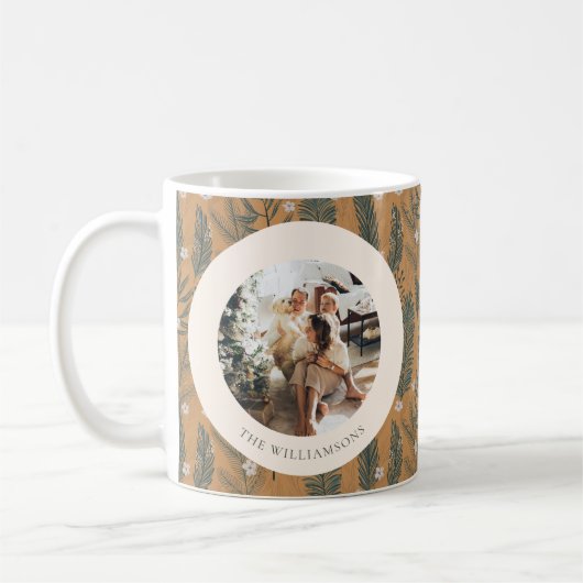 Mug Photo personnalisée Rustic Woodland Pine Noël (Gauche)