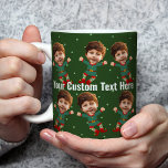 Mug Photo personnalisée Visage drôle Noël Elf Kid<br><div class="desc">Remplacez le visage de cet elfe par votre photo préférée (assurez-vous de recadrer autant que possible sur le visage et utilisez une application pour enlever l'arrière - plan) et personnalisez cette tasse à café de Noël amusante avec votre enfant, mari ou petit ami ! Aussi une surprise amusante et unique...</div>