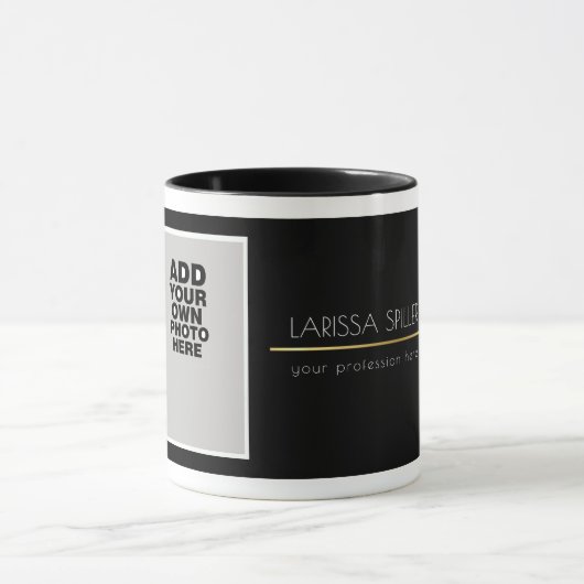 Mug photo professionnelle noire moderne (Centre)