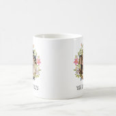 Mug Photo ronde Belles fleurs Couronne avec nom de fam (Centre)