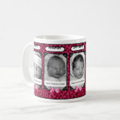 Mug Photo rose à la mode et nom de bébé de léopard (Devant gauche)