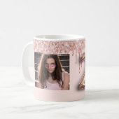 Mug Photo rose de 21e anniversaire gouttes rose or (Devant gauche)