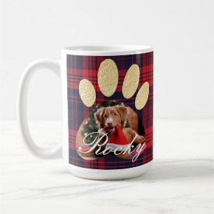 Mug Photo rouge et flocons de neige d'empreinte de