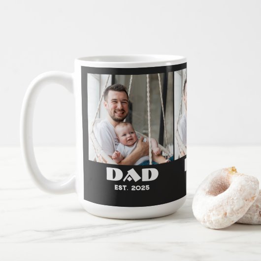 Mug Photo Script Noir 3 Papa a Fondé (Avec donut)