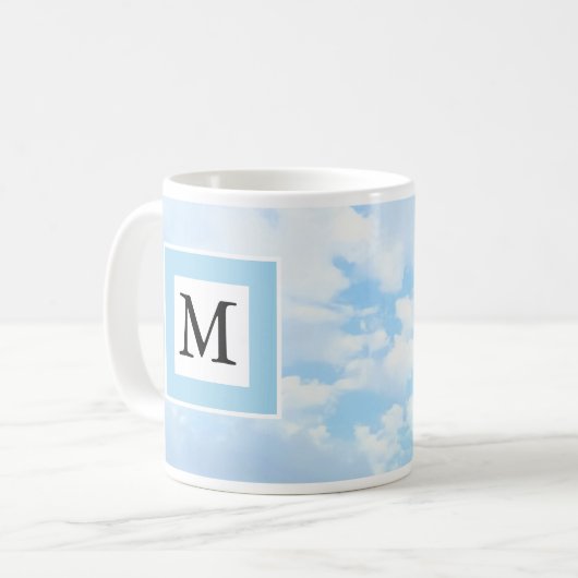 Mug Photo Soft Blue Sky Custom Single Initial (Devant gauche)