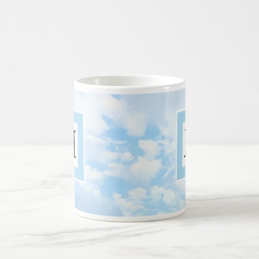 Mug Photo Soft Blue Sky Custom Single Initial (Centre)