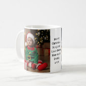 Mug Photo Son | Père Noël Livrant Un Cadeau | Café bla (Devant gauche)