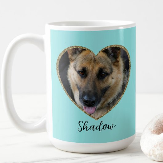 Mug Photo Template Glitter Heart With Pet Custom Name