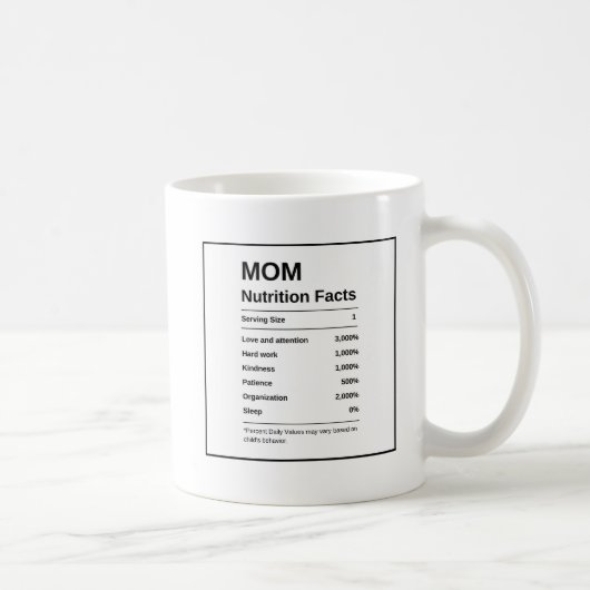 Mug Photo tendance noir et blanc Maman Nutrition Fiche (Droite)