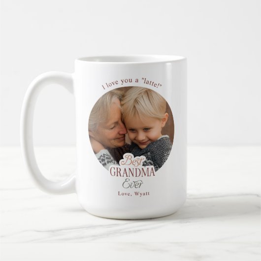 Mug Photo Texte personnalisé Meilleure Grand-mère Ever (Gauche)