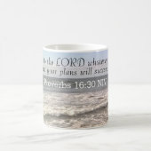 Mug Photo Wavy Ocean Shore Proverbes Bible Verse (Centre)