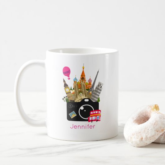 Mug Photographe de voyage européen (Avec donut)