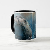 Mug Photographie du lion de mer mignon aquarelle (Devant gauche)