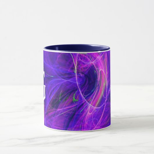 Mug PHOTON FROID Abstrait violet bleu fractal Monogram (Centre)