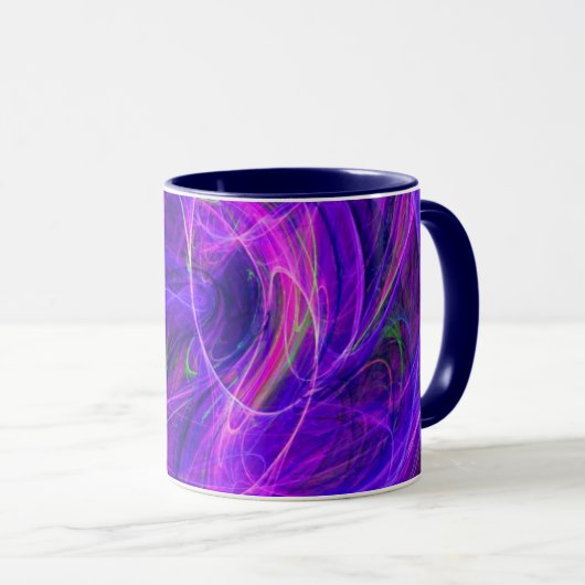 Mug PHOTON FROID Abstrait violet bleu fractal Monogram (Devant droit)