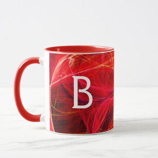 Mug PHOTON FROID Rouge Jaune Fractale Frotles Monogram (Gauche)