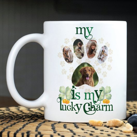 Mug Photos de chien Paw Saint Patrick's Day Personnali