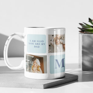 Mug Photos de Collage moderne Bleu Meilleurs Pères Cad