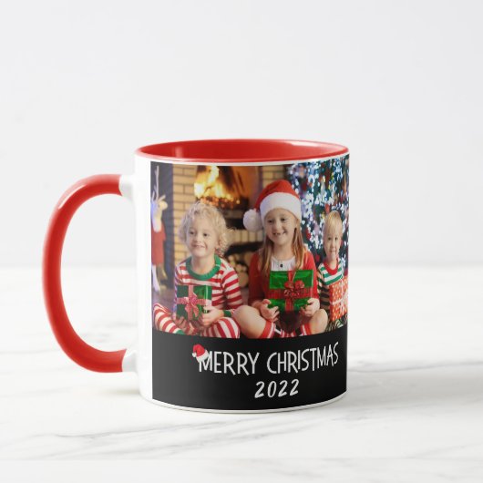 Mug Photos de famille Joyeux Noël Santa Hat  (Gauche)