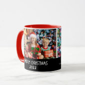 Mug Photos de famille Joyeux Noël Santa Hat  (Devant gauche)